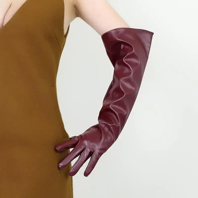 Thumbnail: 50cm Patent Leather Long Gloves