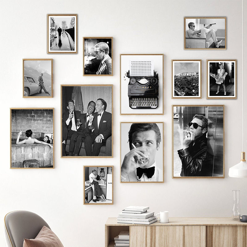 Black White Hardcore Movie Star Photography Canvas Painting Smoking Movie Poster