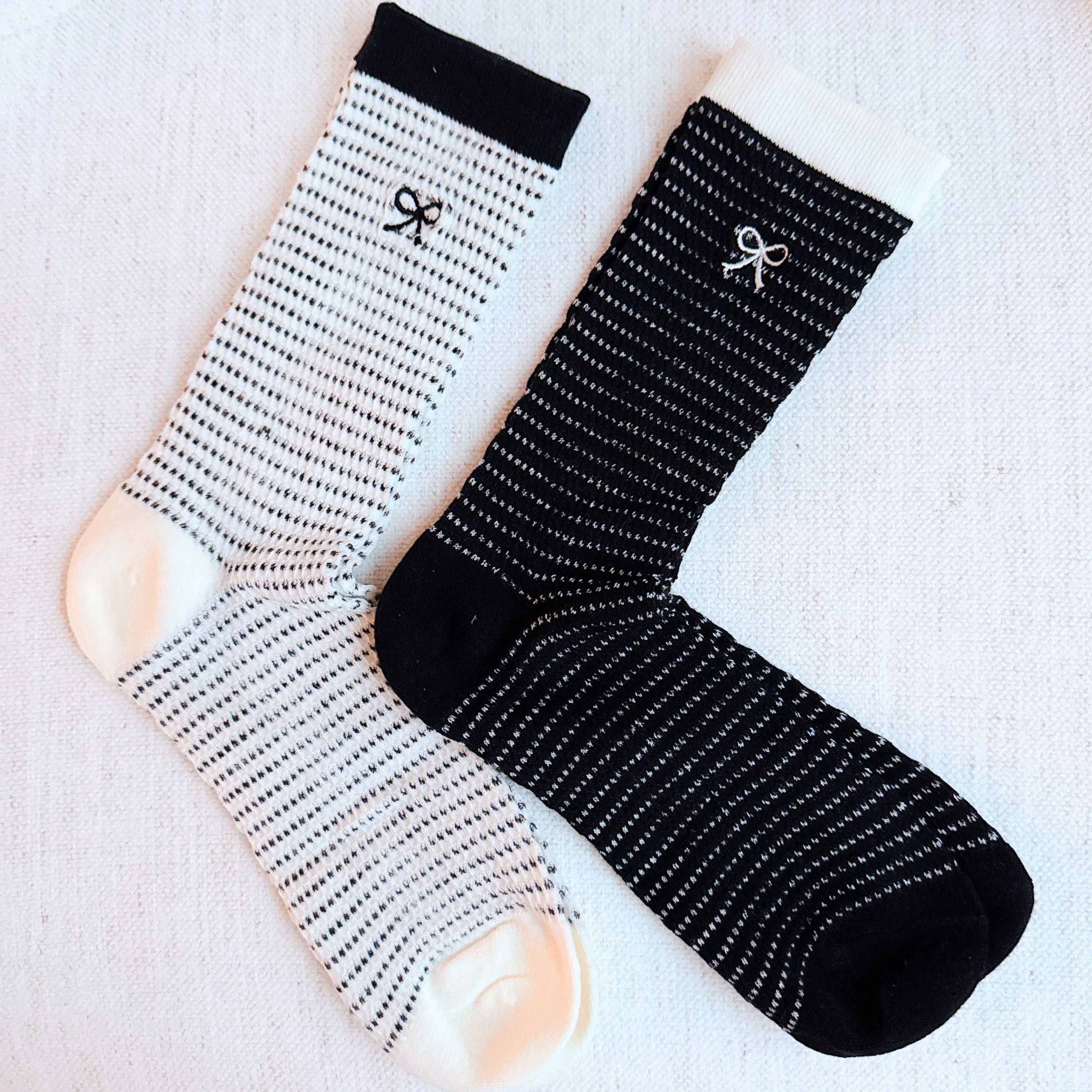 A Bow Over Stripes Socks Set of 2