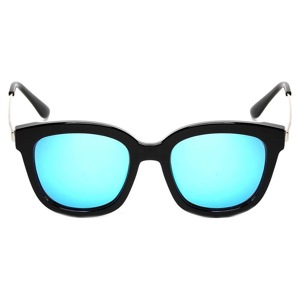 Thumbnail: DEKALB | Women's Oversize Mirrored Lens Horned Rim Sunglasses