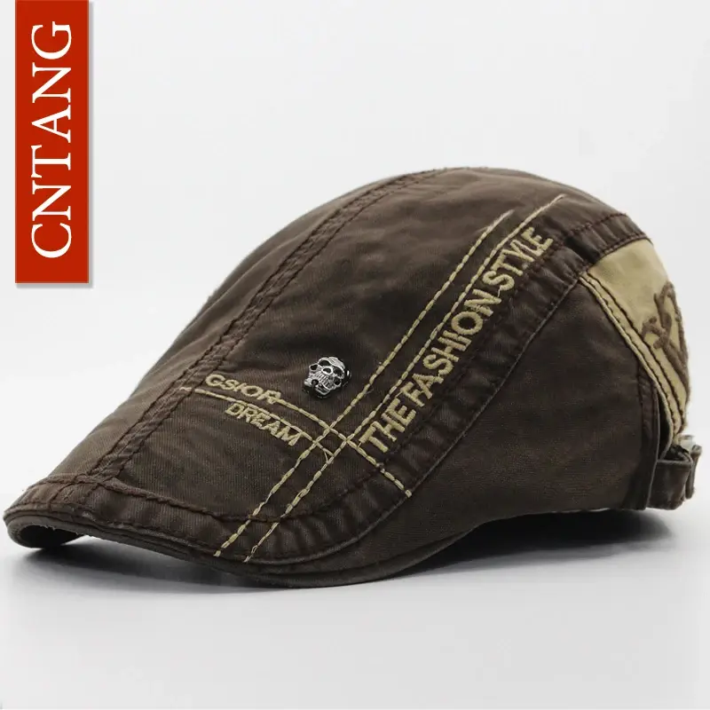 Thumbnail: CNTANG Casual Letter Embroidery Skull Beret