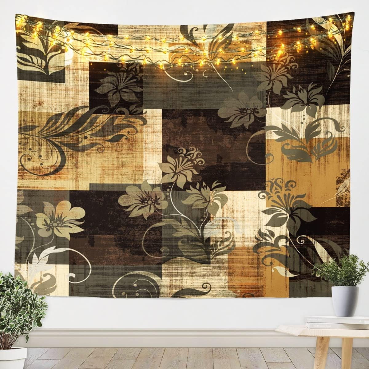 Vintage Ombre Art Wall Hangings Art Abstract Retro Flowers Tapestry,Graffiti Tap