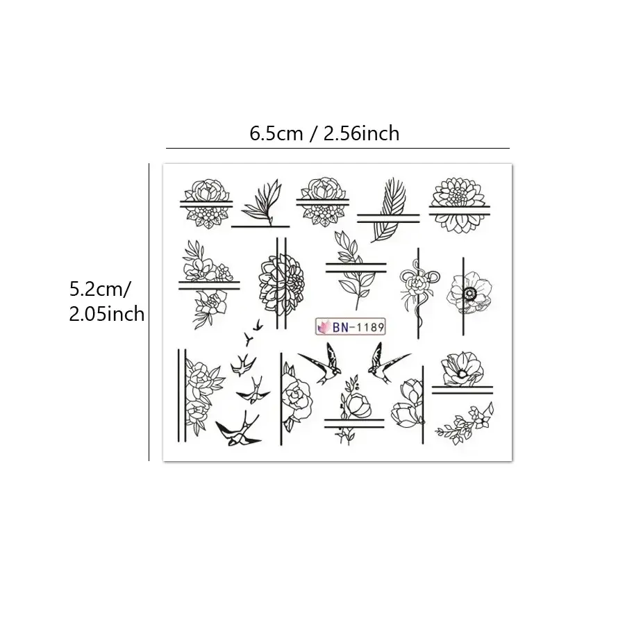 Thumbnail: 50pcs Mixed Nail Stickers Set Water Transfer Nail Art
