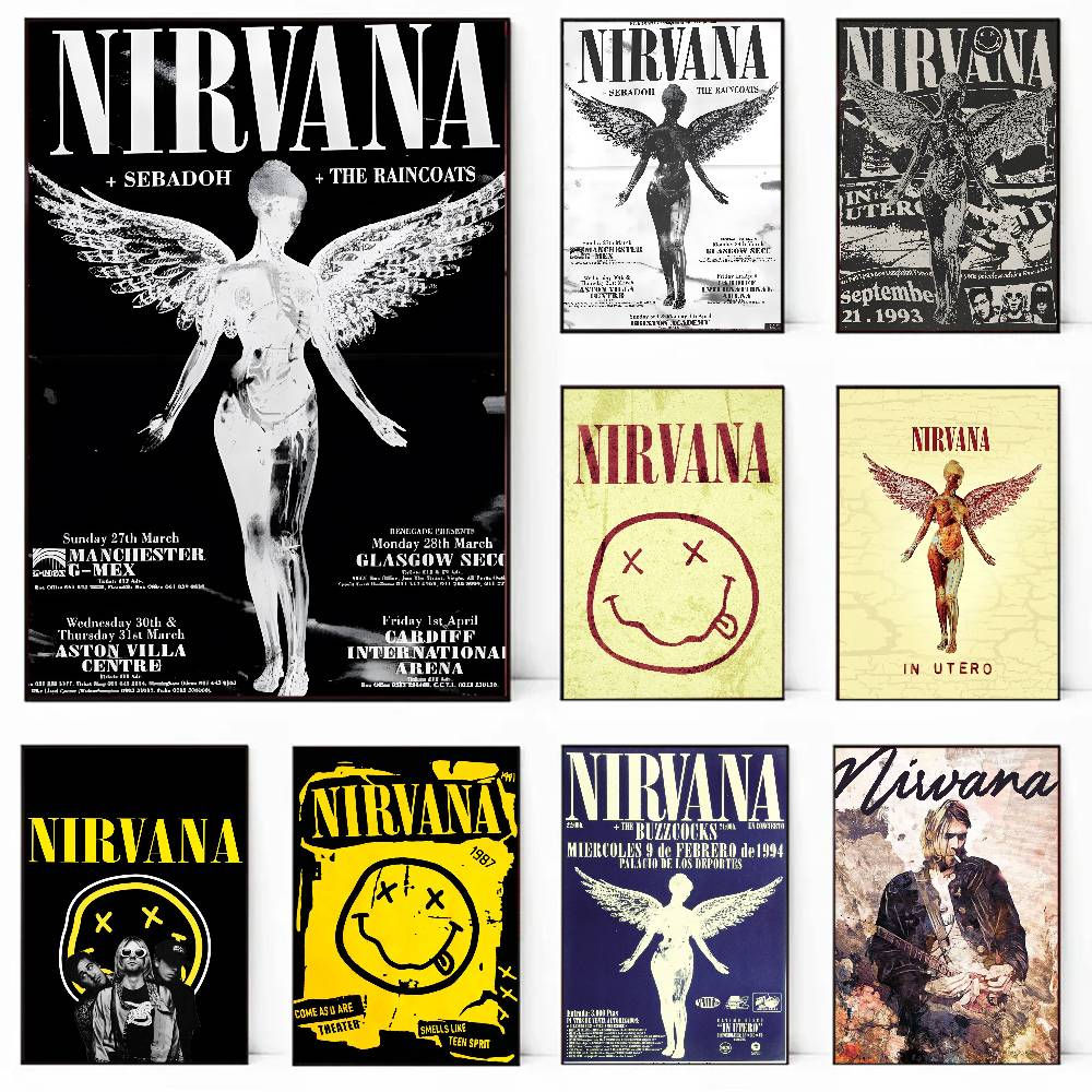 Rock Band A-N-Nirvana Poster painting poster with prints Home bedroom living roo