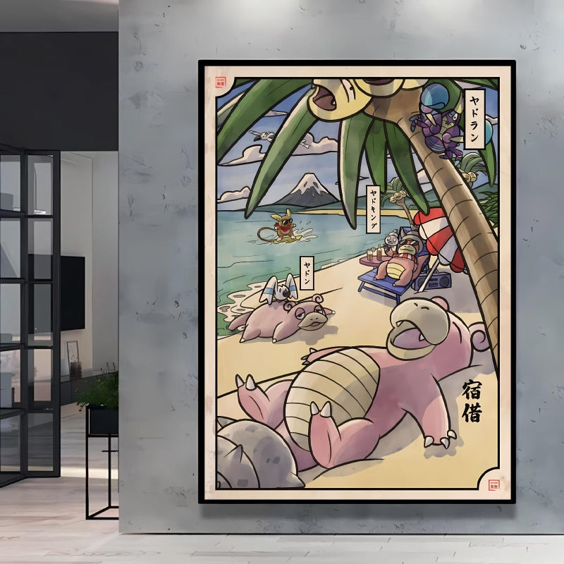 Thumbnail: Retro Canvas Poster Prints Pokemon Gengar Blastoise Cartoon Character Picture Wa