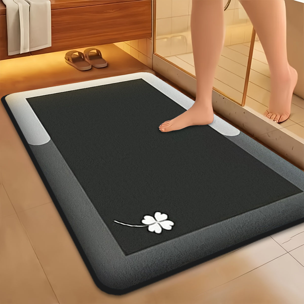 Flannel Thickened Absorbent Bathroom Floor Mat Printed Toilet Non-slip Foot Mat 