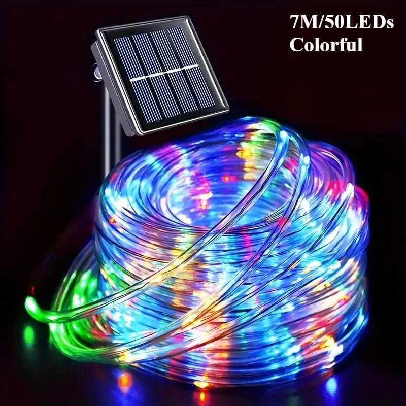 Thumbnail: LED Solar String Lights Garden Waterproof Tube Rope Lamp Christmas Garland Fairy