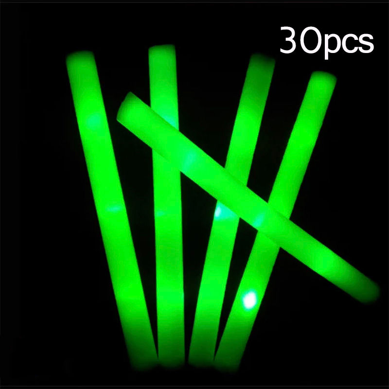 Thumbnail: 15/30Pcs LED Glow Sticks Bulk Colorful RGB Glow Foam Stick Cheer Tube Dark Light