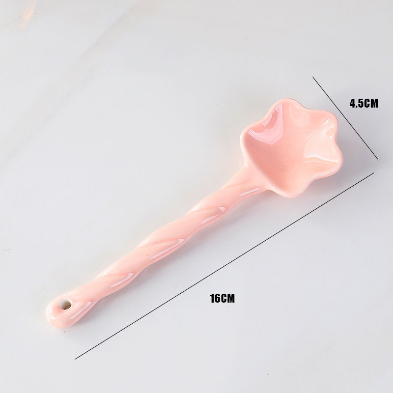Thumbnail: 1Pc Ceramic Star Shaped Spoon Cute Twisted Long Handled Coffee Stirring Spoon wi