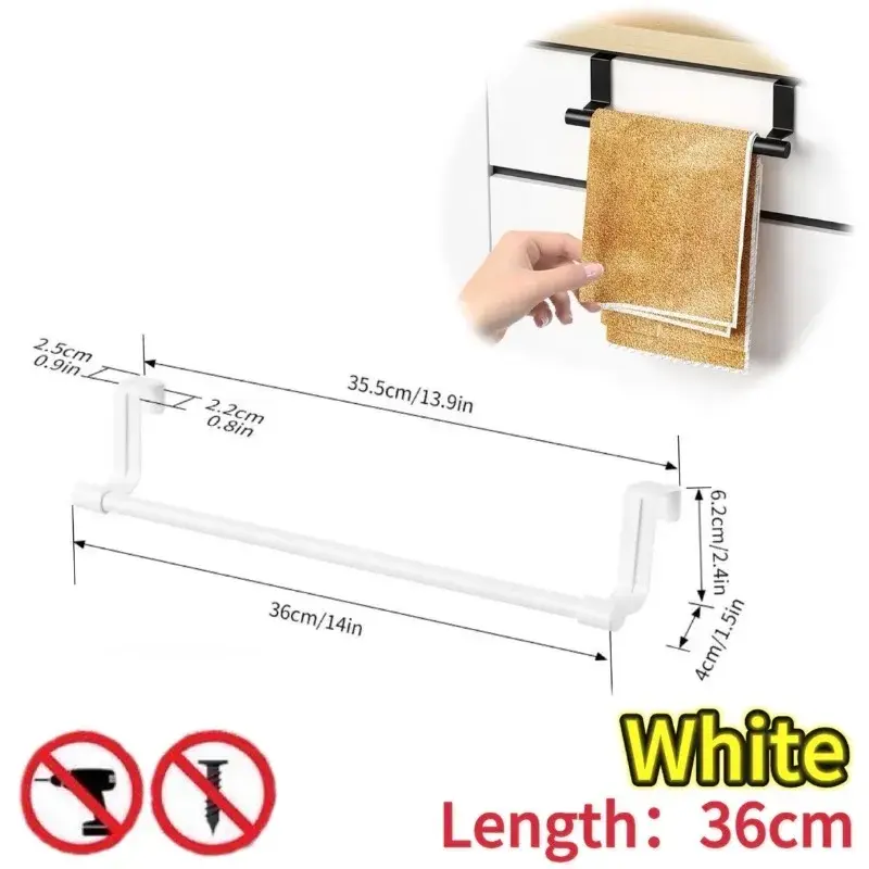 Thumbnail: 1/2pcs Wall-Mounted Kitchen Cabinet Towel Rack - Space-Saving Dishcloth Holder f