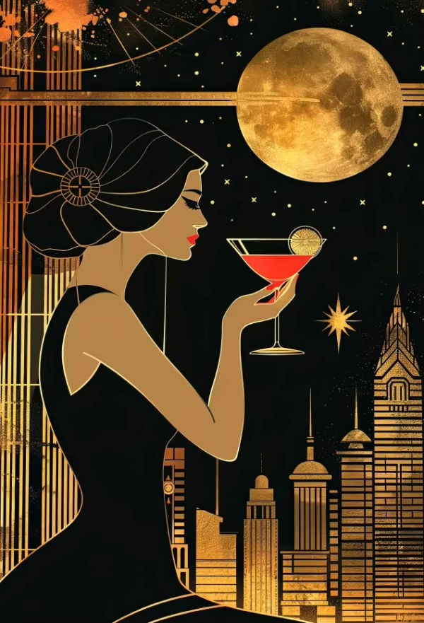 Thumbnail: Retro Abstract Art Deco Style Great Gatsby Daisy Woman 1920s Poster Wall Picture