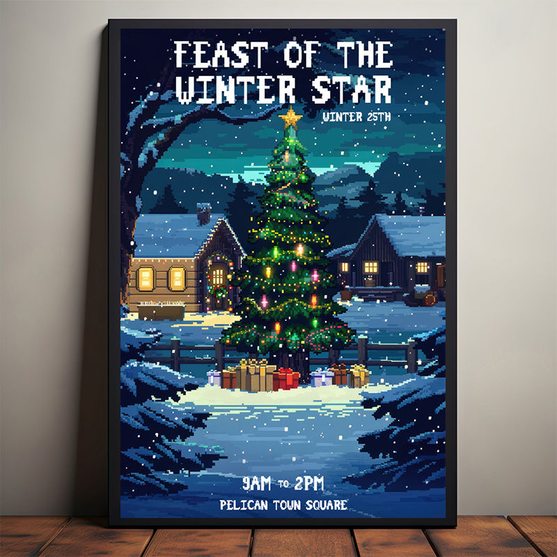 Thumbnail: Moonlight Stardew Valley Festival Cartoon Ice Winter Forest Dessert Posters Canv