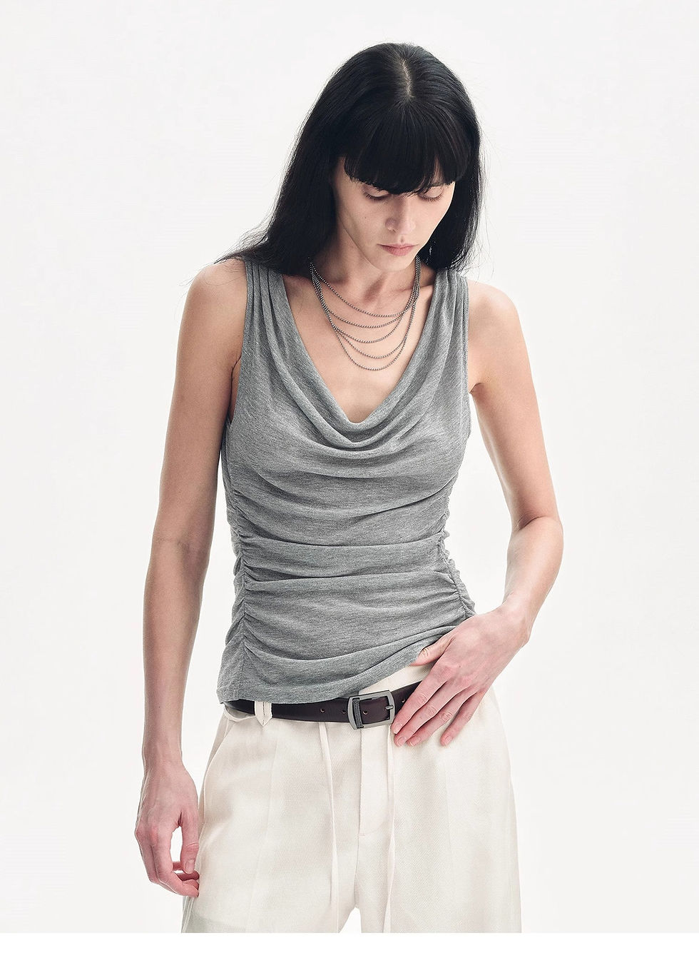 Thumbnail: "Energetic Encounter" Modern Temperament Draped Neck Fitted Vest