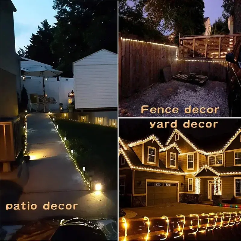 Thumbnail: LED Solar String Lights Garden Waterproof Tube Rope Lamp Christmas Garland Fairy
