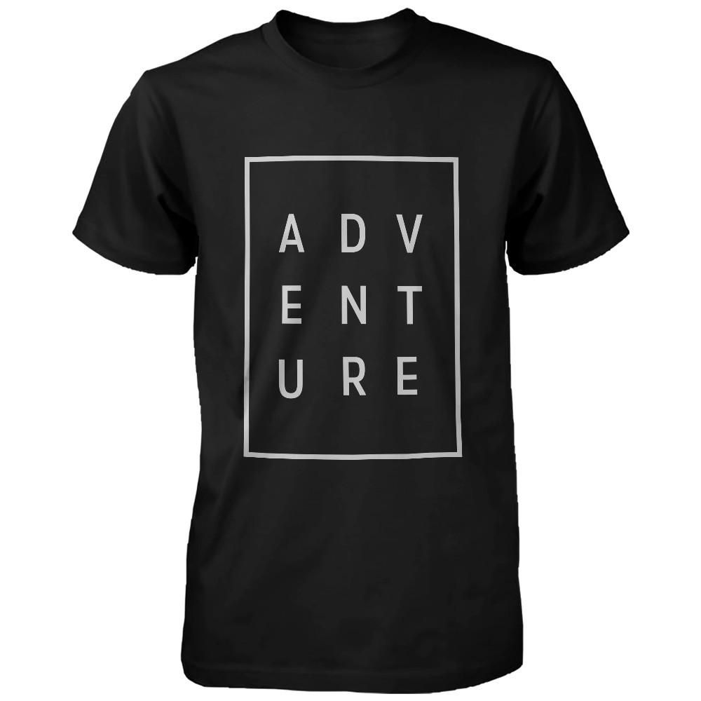 Adventure Men's T-Shirt Trendy Typographic Tee Cute Short Sleeve Shirt