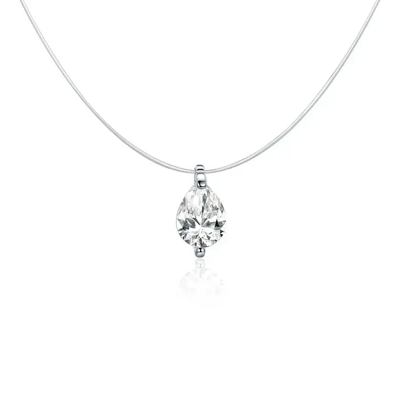 Thumbnail: BAMOER Silver Invisible Chain Necklaces  Rhinestone Choker Necklaces