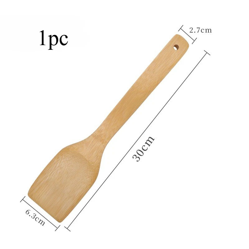 Thumbnail: 3pcs/set Bamboo Non Stick Frying Pan Spatula Rice Spoon Spatula High Temperature