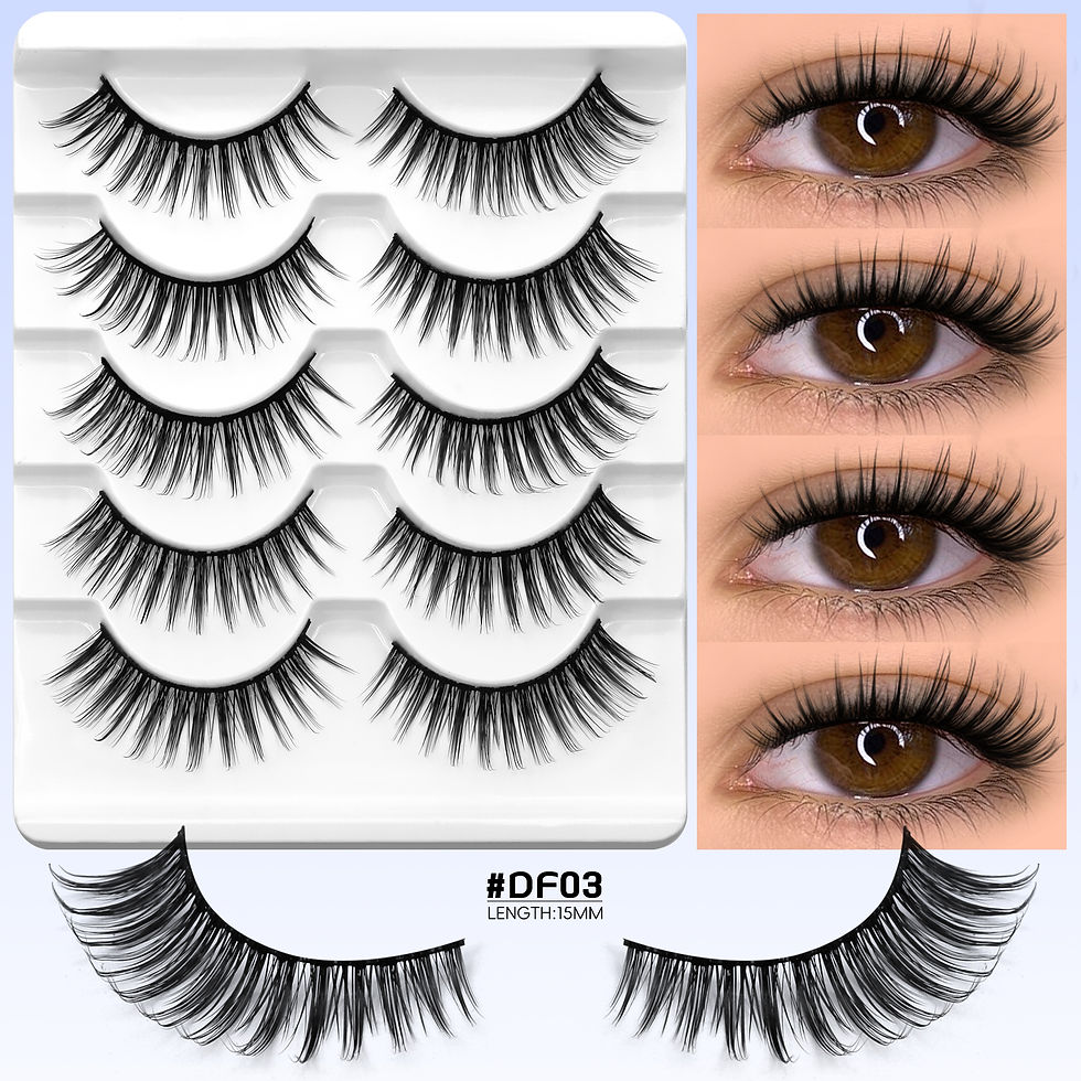 Thumbnail: LASVIREY Fluffy Cat Eye Lashes Natural Mink Lashes Clear Band Natural Fluffy D C