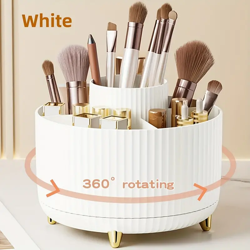 Thumbnail: 360° Rotating Makeup Tool Storage Box Desktop Organizer Cosmetic Brushes Holder