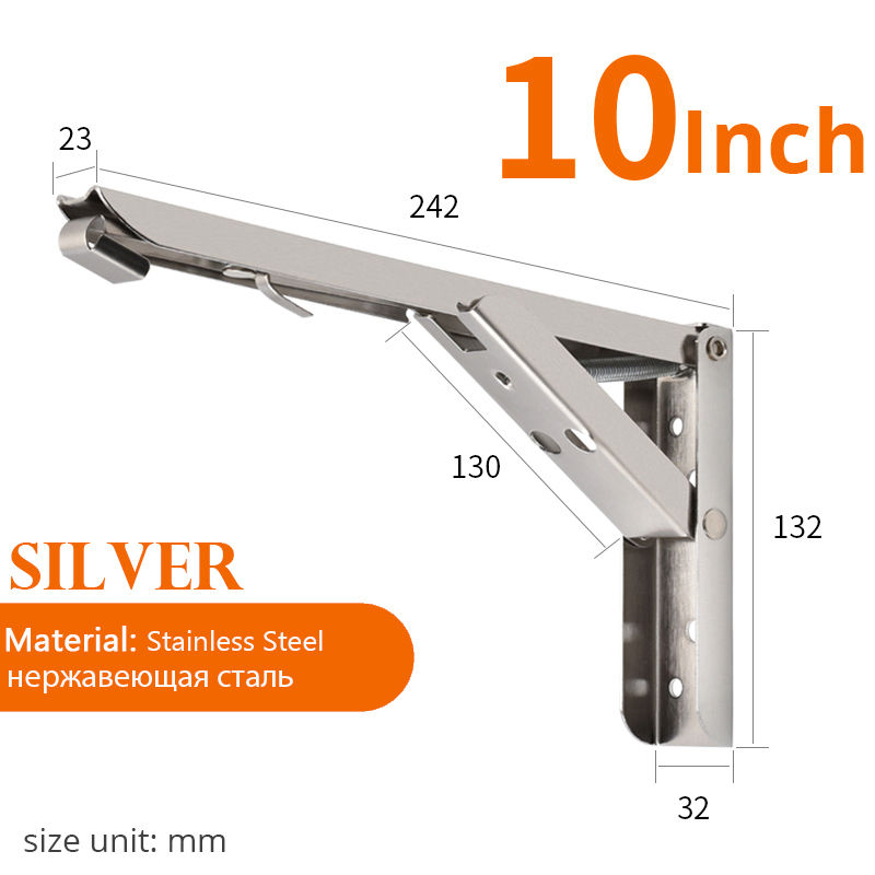 Thumbnail: NAIERDI 2PCS Stainless Steel Folding Triangle Bracket Shelf Support Adjustable S