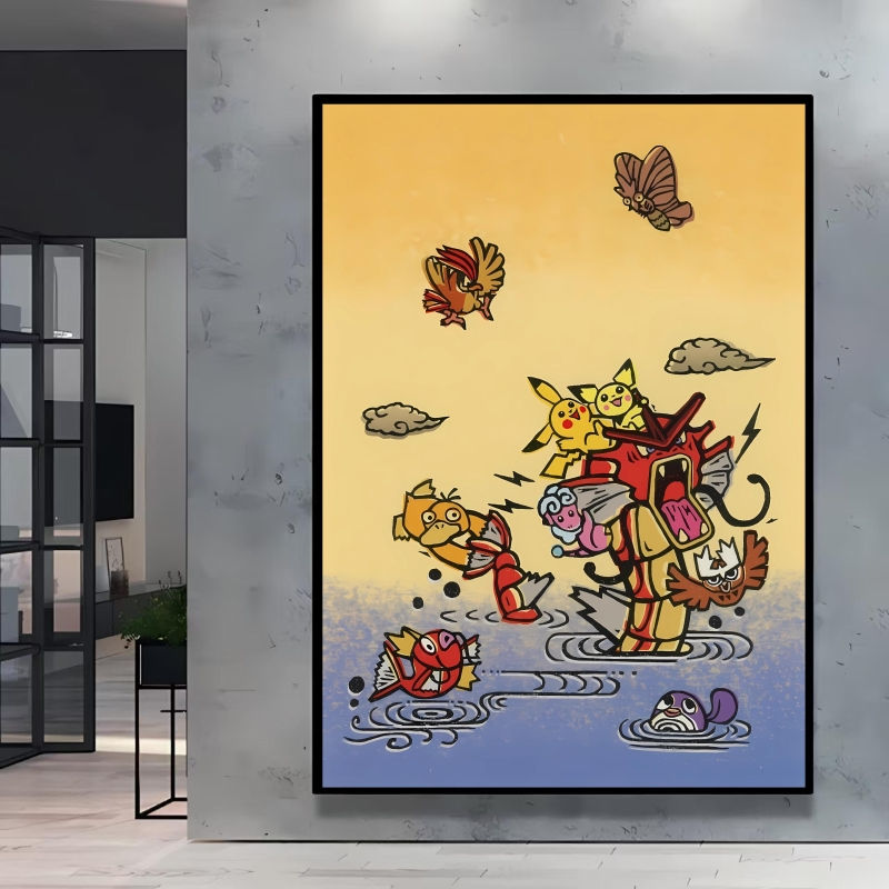 Thumbnail: Retro Canvas Poster Prints Pokemon Gengar Blastoise Cartoon Character Picture Wa