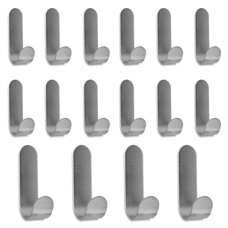 Thumbnail: 2/10pcs Adhesive Hooks Metal Stainless Steel Wall Hooks Hardware Multi-Purpose H