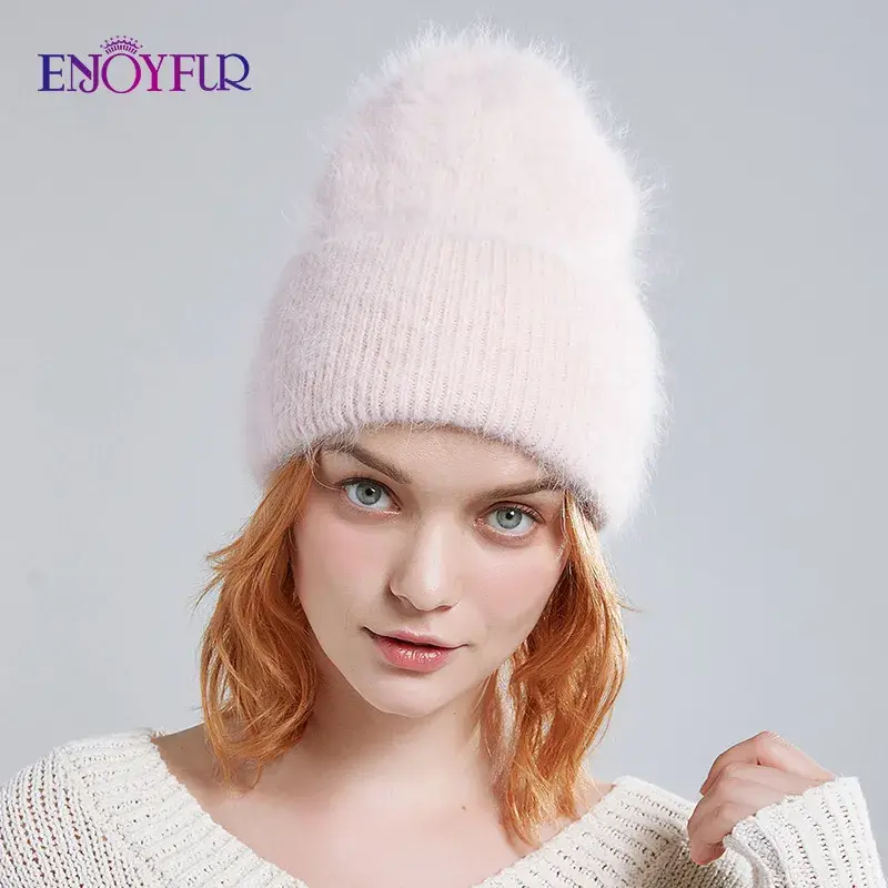 Thumbnail: ENJOYFUR Winter Hats for Women Warm Long Rabbit Fur