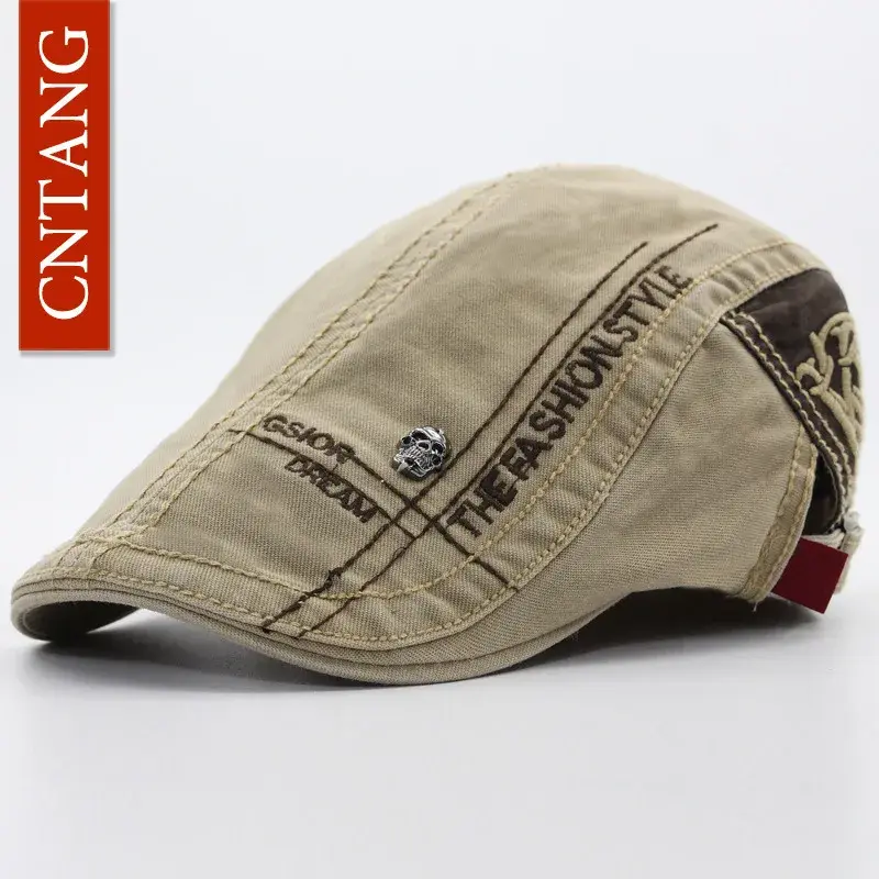 Thumbnail: CNTANG Casual Letter Embroidery Skull Beret