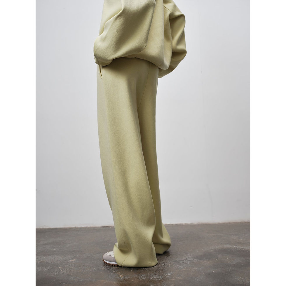 Thumbnail: "Winter Morning Sunshine" French Lazy Style Wool Blend Design Casual Pants
