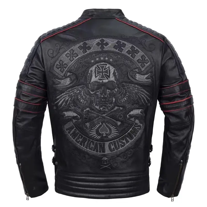 Thumbnail: 8XL Plus Black Slim Genuine Leather Jacke