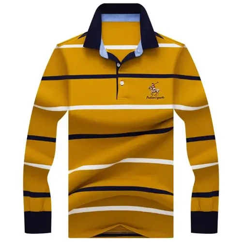 Thumbnail: Autumn Winter New Men Polo High Quality Striped Polo Shirt