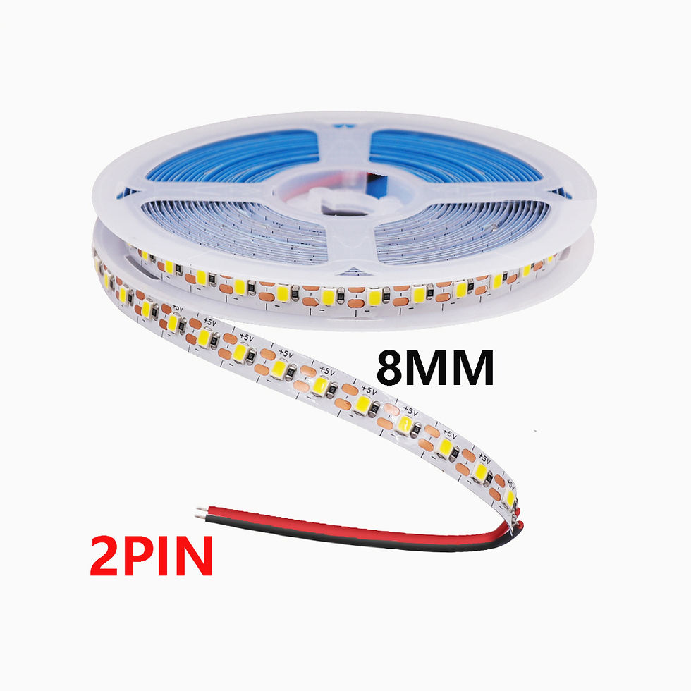 Thumbnail: 5V 3mm 5mm 8mm PCB LED Strip Light 2835 120LEDs/m High Bright 1 LED Cut Flexible