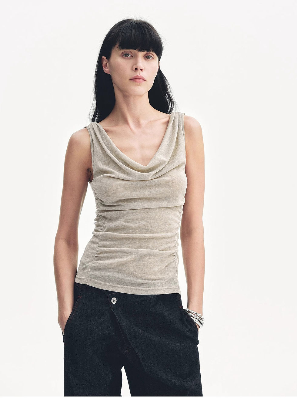 Thumbnail: "Energetic Encounter" Modern Temperament Draped Neck Fitted Vest