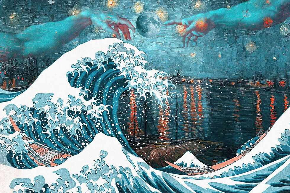 Thumbnail: Great Wave Of Kanagawa Japan Vintage Canvas Art Poster And Prints Wall Painting 