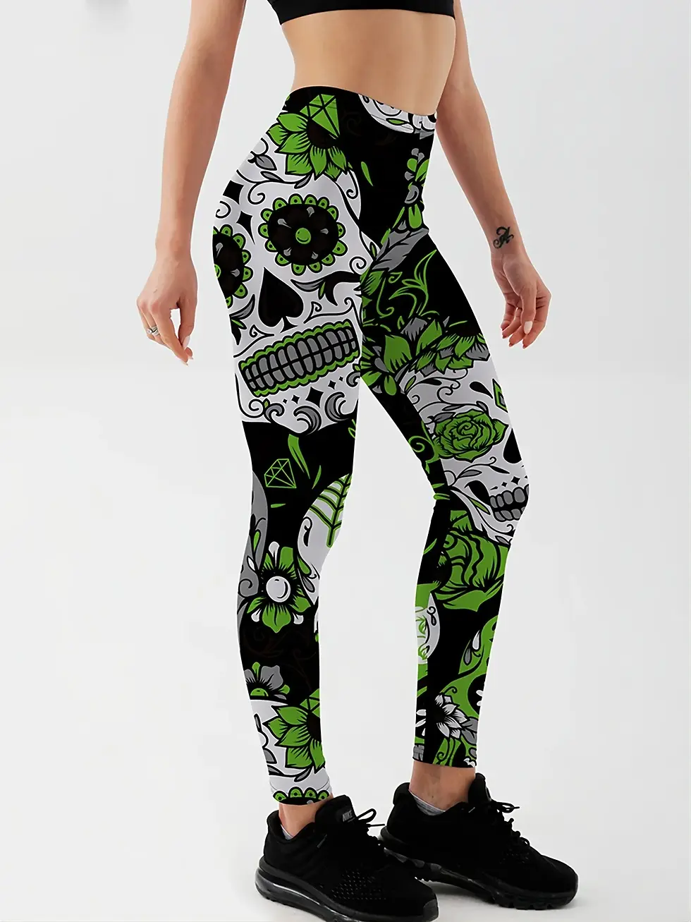 Thumbnail: Qickitout Leggings Fitness Slim Women's Colorful Skull Mas Legging