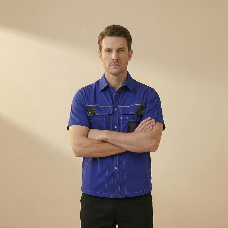 Thumbnail: Short-Sleeve Summer Work Shirt – Lightweight Cotton Blend