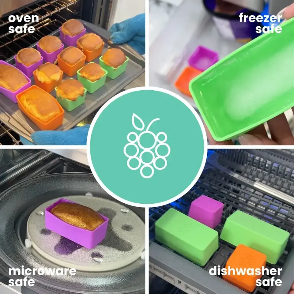 Thumbnail: 1/3/6PCS Lunch Divider Microwaveable Bakeware Dish Cup Reusable Silicone Kids Be