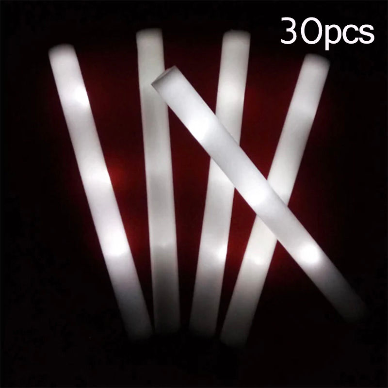 Thumbnail: 15/30Pcs LED Glow Sticks Bulk Colorful RGB Glow Foam Stick Cheer Tube Dark Light