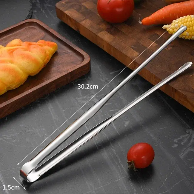 Thumbnail: BBQ Tongs Stainless Steel Food Tongs Metal Kitchen Tweezers Cooking Utensils for