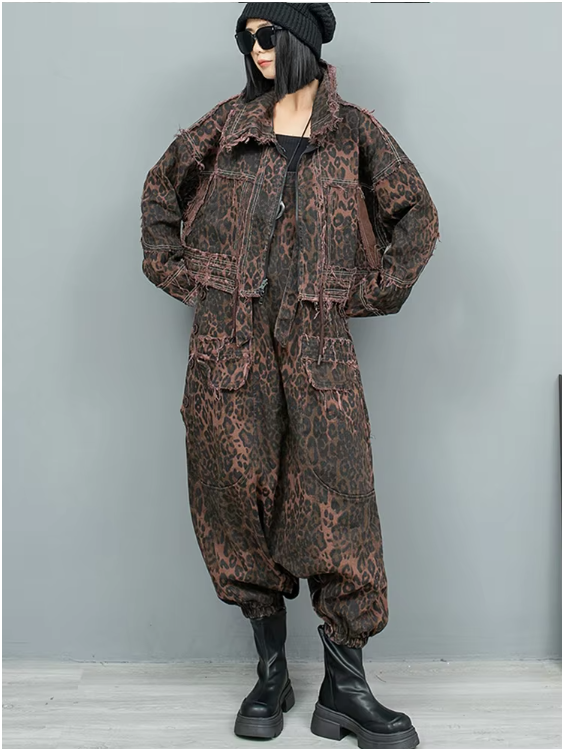 Thumbnail: Kuniko Denim Leopard Overalls