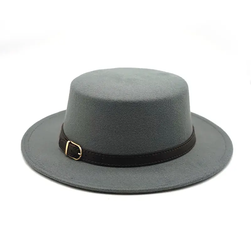 Thumbnail: New Retro Winter Autumn Women Men Top Hat Woolen Felt Fedora