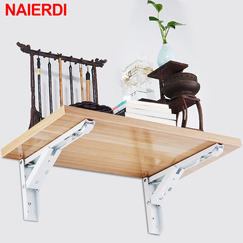 Thumbnail: NAIERDI 2PCS Stainless Steel Folding Triangle Bracket Shelf Support Adjustable S
