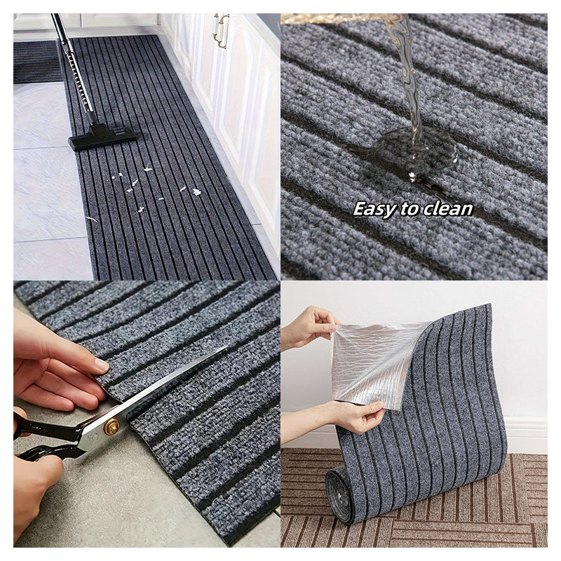 Thumbnail: 40cmx3m DIY Solid Color Striped Kitchen Door Mat Floor Mat Room Decoration Self-