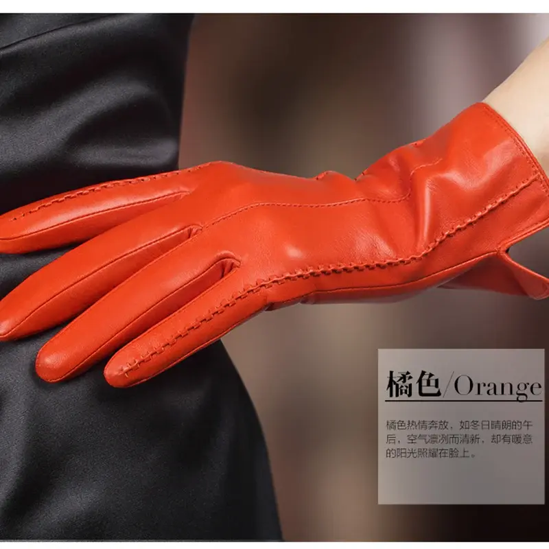 Thumbnail: Real Leather Gloves Female High Quality Ladies Elegant Lambskin