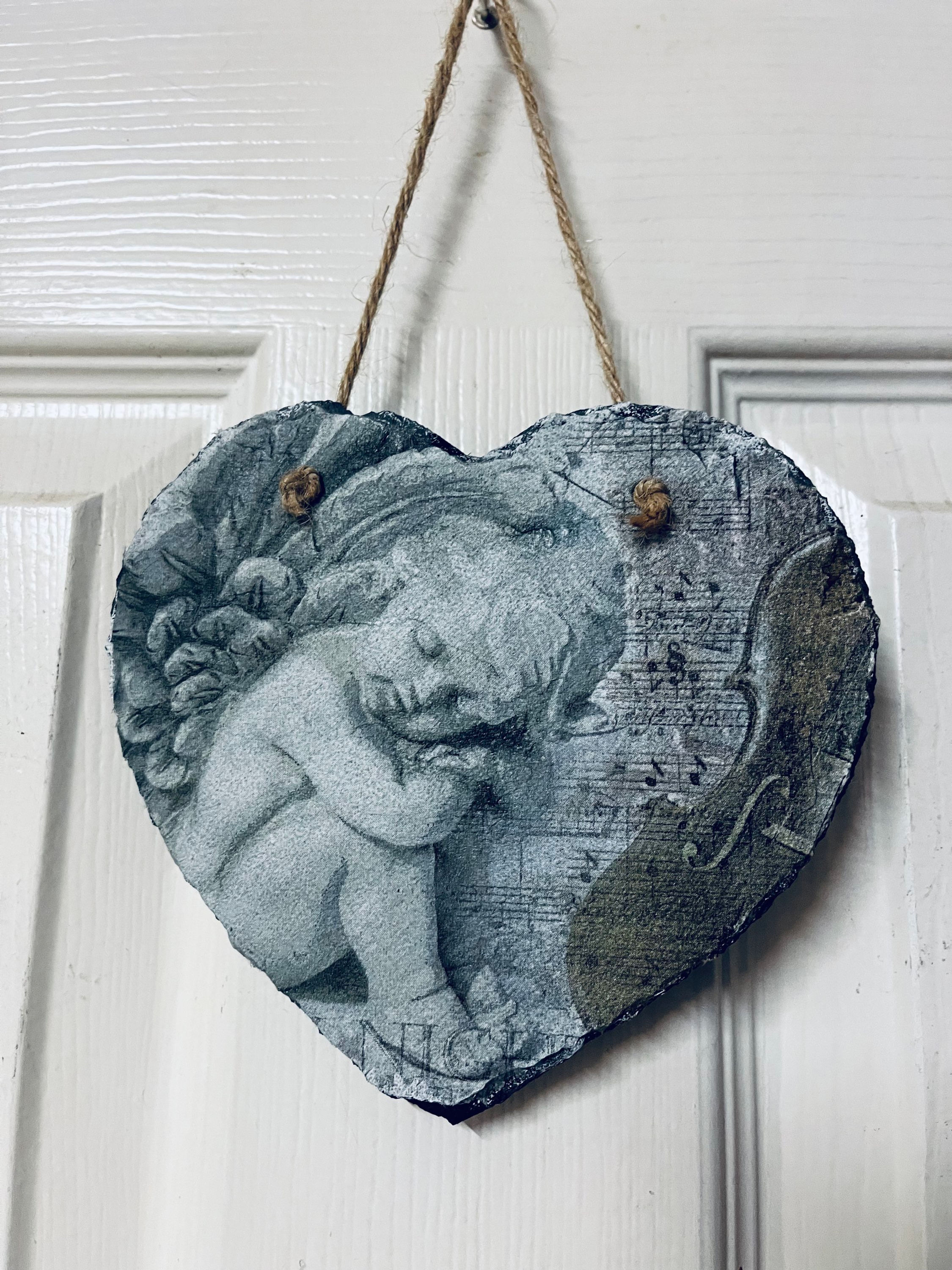 Decoupage Slate Angel Heart