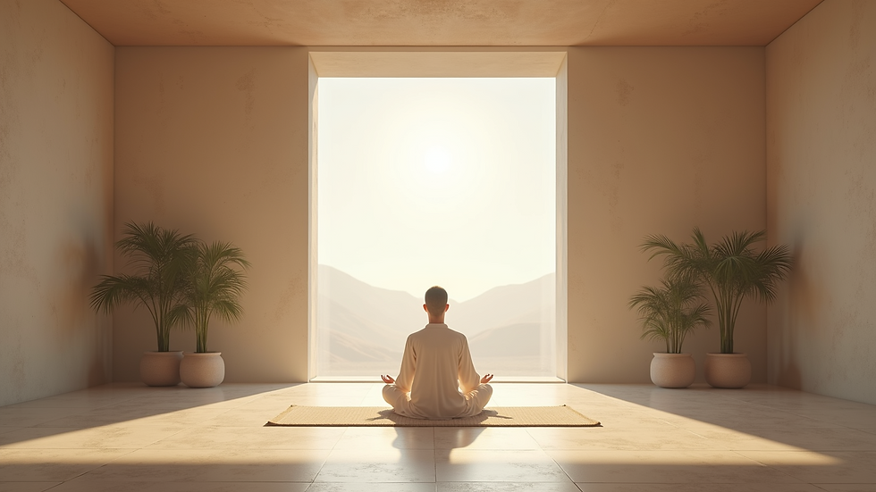 Eye-level view of a serene meditation space