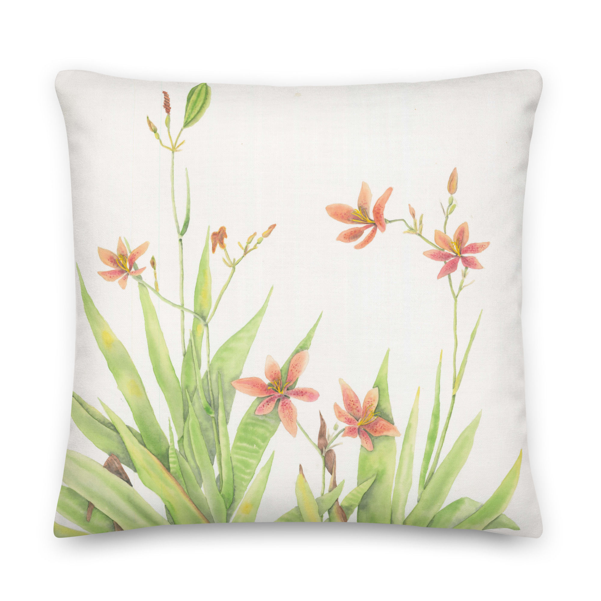 Belamcanda Watercolor Premium Throw Pillow