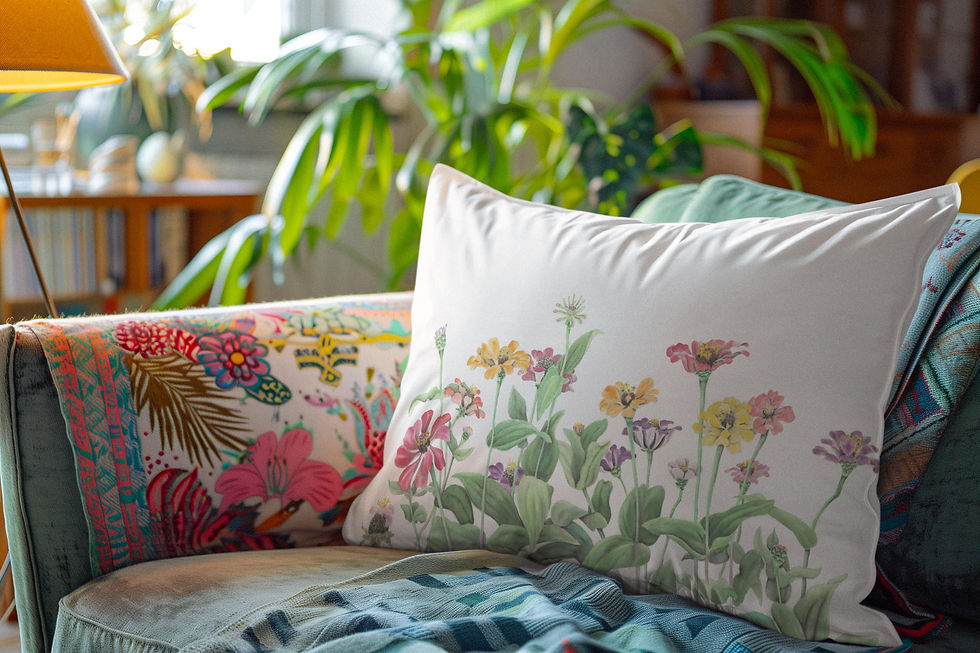 Thumbnail: Zinnias Watercolor Pillow | Botanical Art Decor