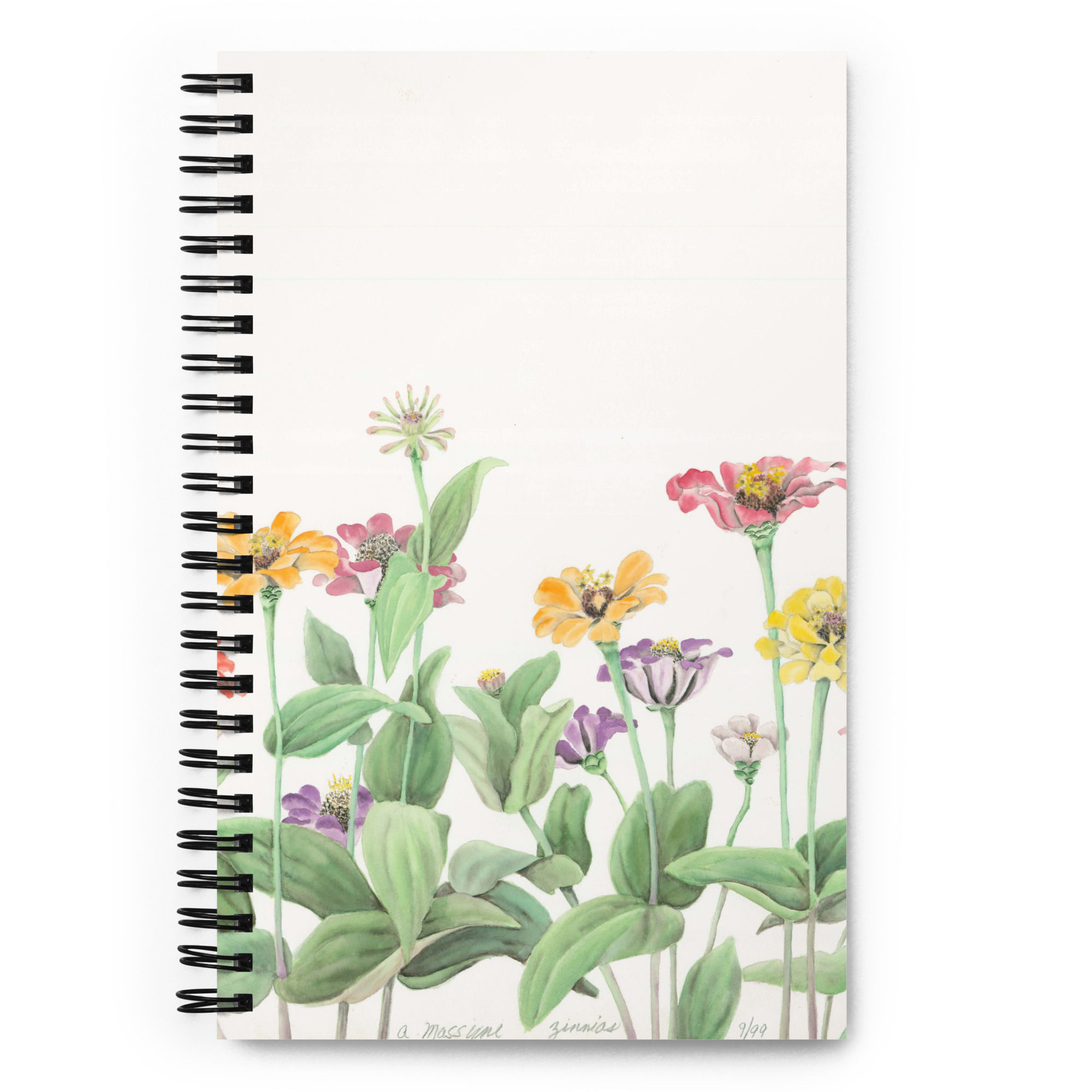 Zinnias Watercolor Spiral Notebook | Botanical Floral Journal