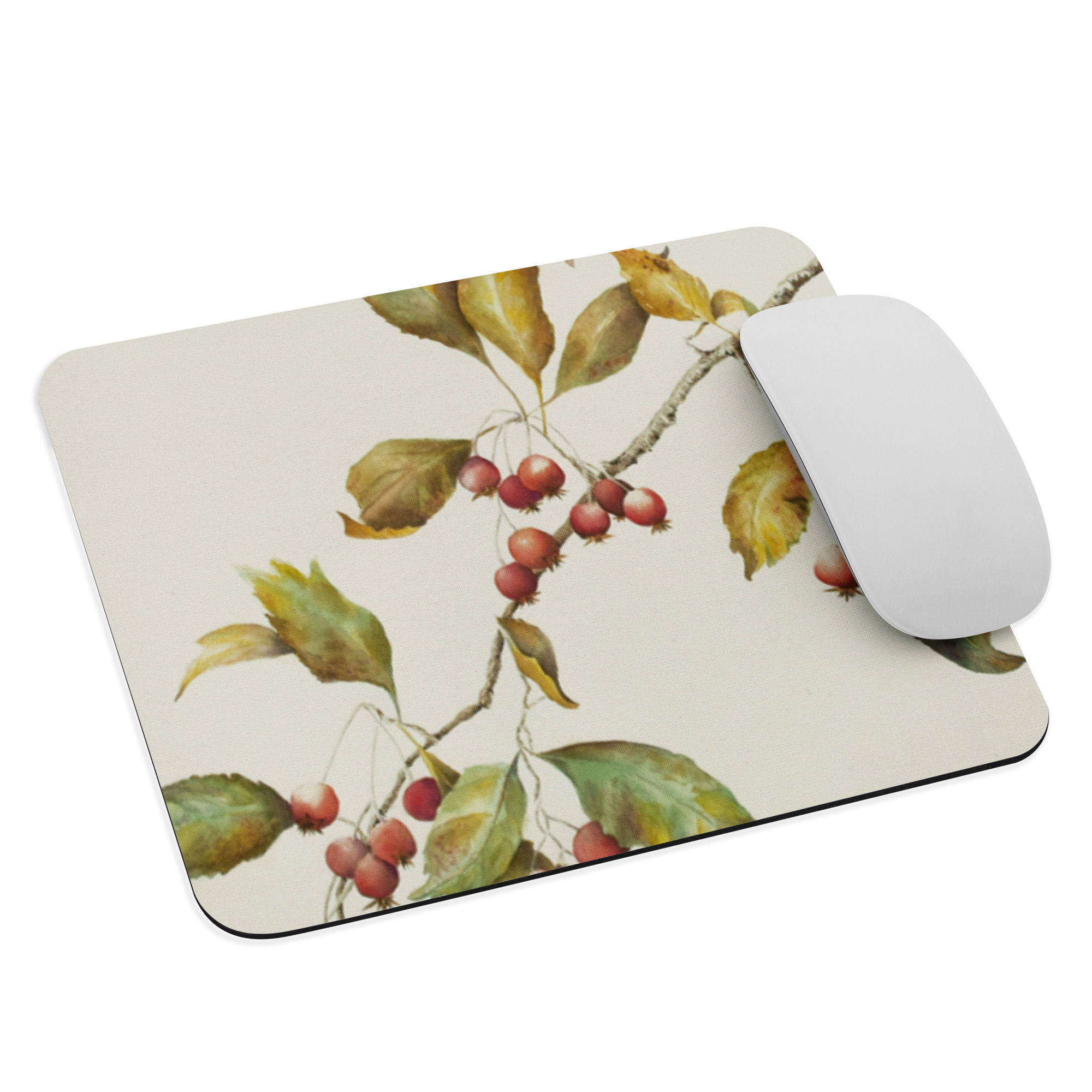 Hawthorne Watercolor Mouse Pad | Botanical Desk Accessory Gift